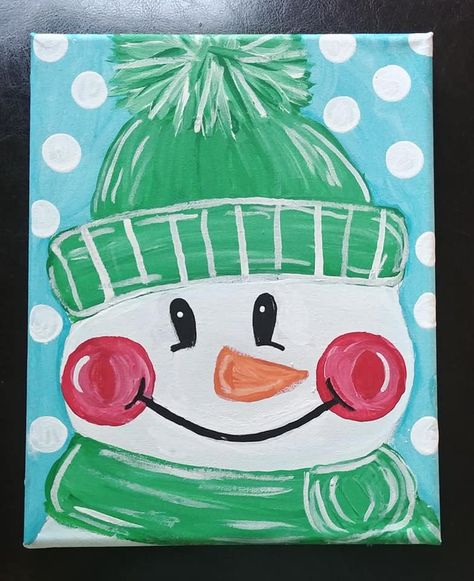 Snowman Canvas Paintings, Kids Christmas Painting Canvas, Kids Christmas Painting Ideas, Christmas Canvas Art For Kids, Christmas Painting Kids, Christmas Paint And Sip Ideas, Easy Christmas Art For Kids, Christmas Painting For Kids, Christmas Painting Easy