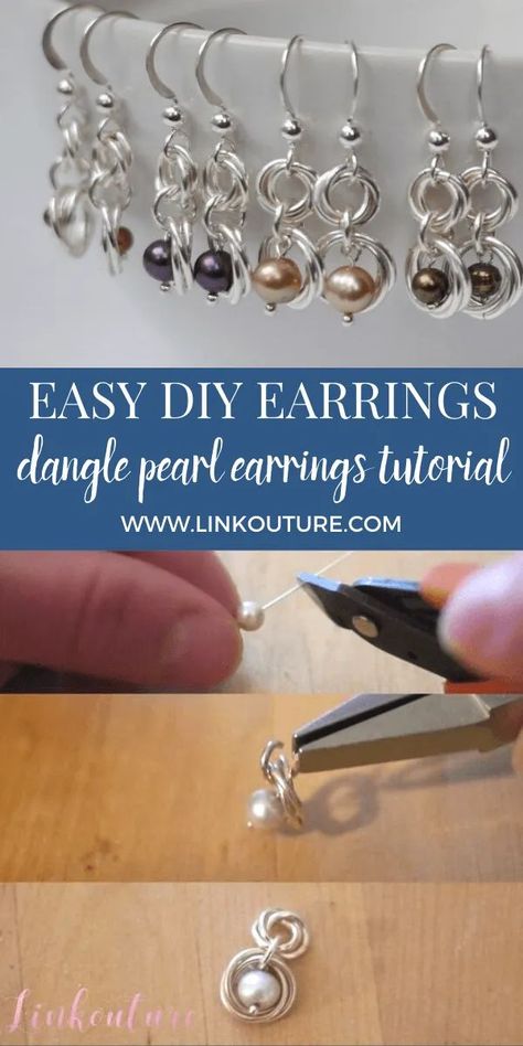 Making Earrings Diy Simple, Making Dangle Earrings, How To Make Dangle Earrings Diy, Dangle Bead Earrings Diy, Diy Dangle Earrings Tutorials, Beaded Earing Diy, Diy Earring Designs, Easy To Make Earrings, How To Make Wire Earrings