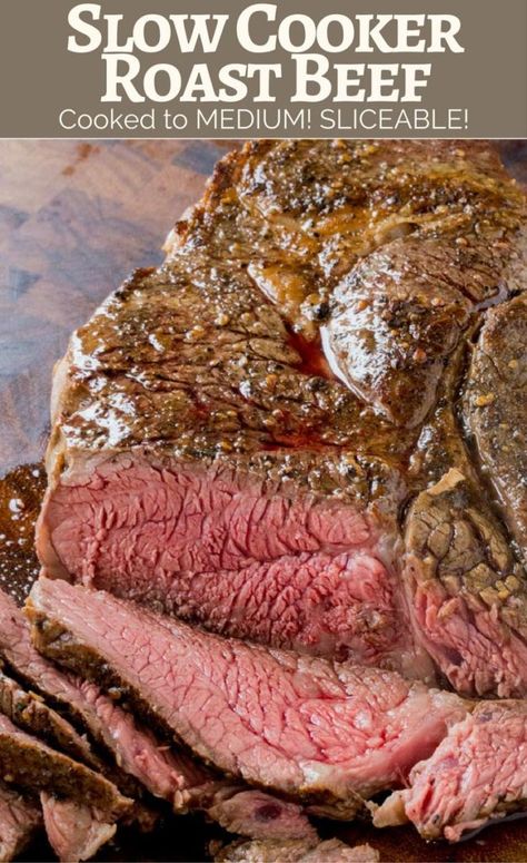 Slow Cooker Roast Beef (Sliceable!) - Dinner, then Dessert Slow Cooker Roast Beef, Keto Carnivore, Slow Cooker Recipes Beef, Slow Cooker Roast, Crockpot Roast, Slow Cooker Desserts, Roast Beef Recipes, Round Roast, Pot Roast Slow Cooker