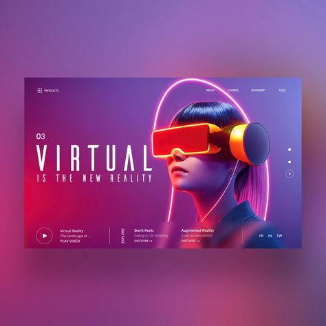 Virtual Is The New Reality by DLS DESIGN on Dribbble Virtual Reality Design, Ux App Design, Abstract Graphic Design, Ui Design Website, Professional Web Design, Game Ui Design, Typography Poster Design, Portfolio Web Design, Newsletter Design