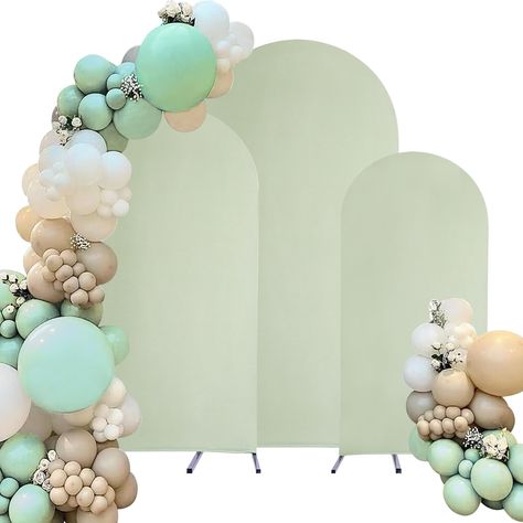 PRICES MAY VARY. Various Colors: you will get 3 piece light sage green 2-sided wedding arch cover in 3 different size, which includes 5FT(L)x2.1FT(W), 6FT(L)x2.6FT(W), 7.2FT(L)x4FT(W). Meanwhile, we have above 12 colors in available, such as black, white, red, royal blue, navy blue, beige, pink, orange, purple, gray, light sage green, sage green and so on. Various wonderful colors for you to choose, you can match any of them to design your favorite backdrop decorations. Note: arch frame not incl Enchanted Forest Quinceanera Balloon Garland, Pink Blue And Green Baby Shower, Sage Green And Blush Flower Arch, Sage Green And Pink Wedding Shower, Sage Green Arch Backdrop, 3 Arch Backdrop, Baby Shower Arch Backdrop, Sage Green Baby Shower, Chiara Backdrop