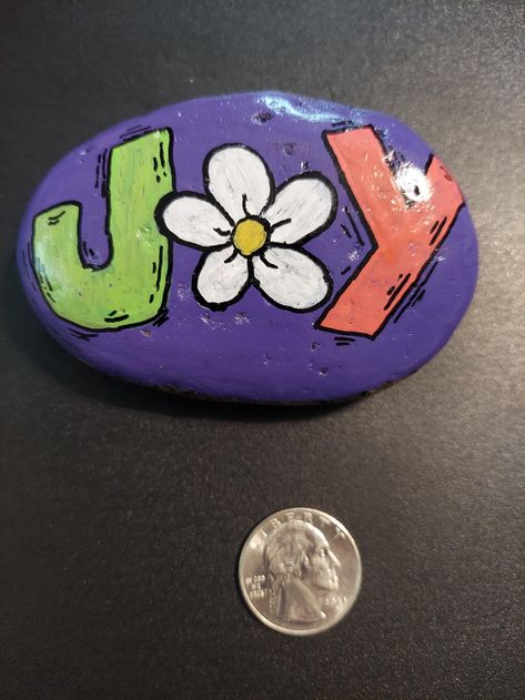 Joy Purple Painted Rock Purple Painted Rocks, Purple Rocks, Sick Drawings, Christmas Rocks, Rocks Painted, Christmas Rock, Rock Hill, Purple Paint, Rock Ideas