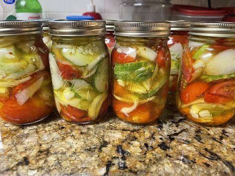 Cucumber Ideas For Canning, Canned Cucumber Salad, Pickled Tomatoes And Cucumbers, Canning Cucumber Salad, Canning Cucumber Salad Recipes, Canning Rebels Public, Canning Cucumbers And Onions, Canning Relish, Marinated Cucumbers Onions And Tomatoes