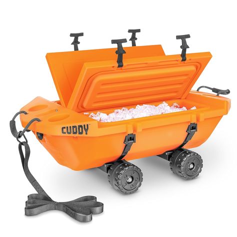 Cuddy Crawler Cooler with Wheels – 40 QT Amphibious Floating Cooler and Dry Storage Vessel - Orange, Navy, Tan, or White Boat Camping, Floating Cooler, Cooler With Wheels, Coolest Cooler, Sports Games For Kids, Boat Ladders, Dock Hardware, Dock Ladder, Dock Bumpers