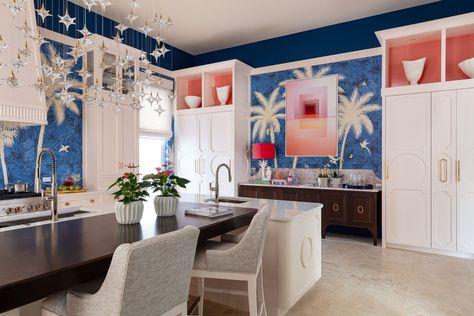 Take A Look: 2024 Kips Bay Palm Beach Showhouse — Fenimore Lane Gracie Wallpaper, Dove Design, Home Bar Design, Inspirational Decor, Show House, Beach Kitchens, Colorful Interior Design, Custom Kitchens, Luxe Interiors