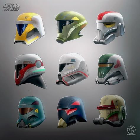 Star Wars Helmet Concept, Star Wars Art Diy, Starwars Helmet, Star Wars Helmets, Star Wars Helmet, Helmet Concept, Star Wars Trooper, Star Wars Characters Pictures, Star Wars Vehicles