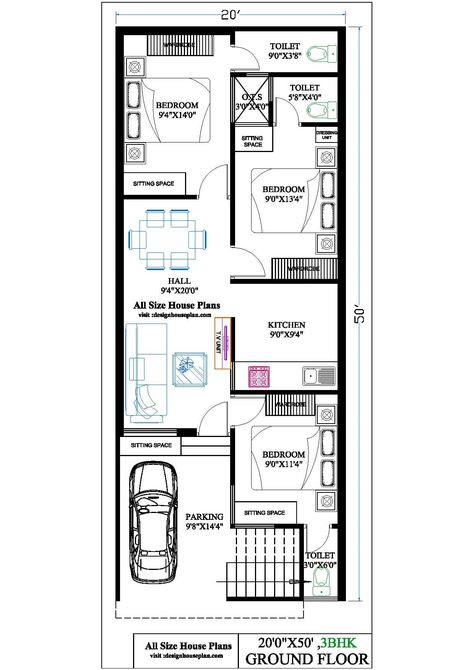 1000 Sq Ft House Plans 3 Bedroom Indian Style | 25x40 plans 1000 Sq Ft House Plans Indian, 24×40 House Plans, 20x60 House Plans, 20x50 House Plans, Modern House Plans 4 Bedroom, 16 X 40 Floor Plans Layout, 25×50 House Plan, 1000 Sq Ft House, Bedroom Indian