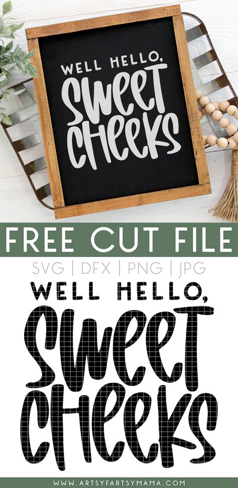 Hello Sweet Cheeks SVG + 15 Bathroom Sign Cut Files #freecutfile #freesvg #bathromdecor #diydecor #cricutmade #cricutcreated #diysign #farmhouse #diyfarmhouse #farmhousedecor Bathroom Sign Svg, Bathroom Sign Svg Free, Hey Sweet Cheeks Bathroom Sign, Hello Sweet Cheeks Sign Printable Free, Cricut Bathroom Decor, Cricut Bathroom Signs, Free Bathroom Svg, Sweet Cheeks Bathroom Decor, Hello Sweet Cheeks Sign