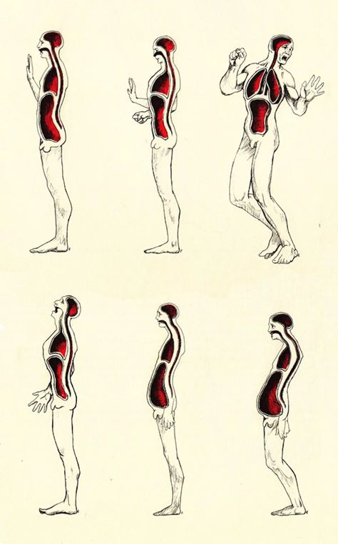 Emotional Anatomy: Sensational Illustrations To A Somatic Life - Flashbak Emotional Anatomy, Somatic Psychology, Alexander Lowen, Vincent Perez, Brain Pickings, Alexander Technique, Red Artwork, Parts Of The Body, Body Posture