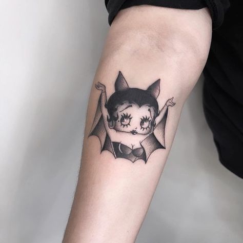 Betty Boop Tattoo, Betty Boop Tattoos, Hipster Tattoo, Bat Tattoo, Elbow Tattoos, Kawaii Tattoo, Creepy Tattoos, Spooky Tattoos, Girly Tattoos