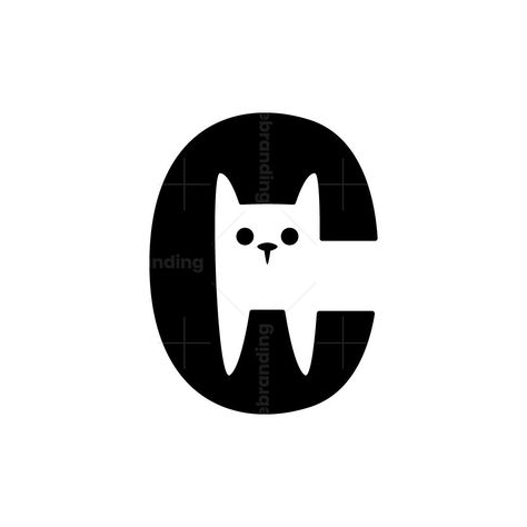 Letter C Cat Logo for sale. A cute design of the letter C with a cat design incorporates into the logomark C Design Letter, C Logo Design Ideas, Cat Logo Design Ideas, Cute Cat Logo, Cat Feed, C Logo Design, Cat Branding, Club Posters, Cute Logos