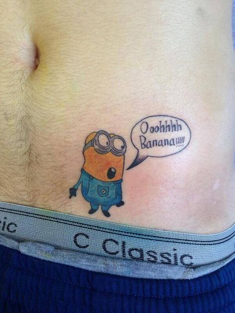 Funny Tattoo Ideas, Funny Small Tattoos, Minion Tattoo, Tattoo Memes, Casino Tattoo, Draw Tattoo, Funny Tattoo, Italian Tattoos, Pumpkin Tattoo