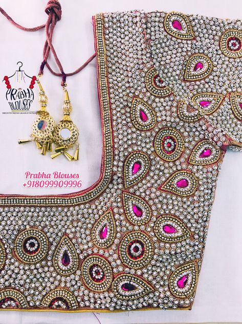 Kundan Design, Stone Work Blouse, Maggam Designs, Hand Work Design, Aari Designs, Pattu Saree Blouse Designs, Kundan Work, Saree Blouse Neck Designs, Birds Embroidery Designs