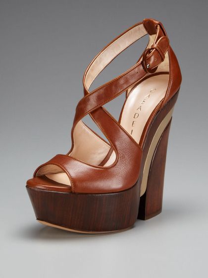 Casadei Criss Cross Wooden Platform Sandal Chic Heels With Wooden Open Heel, Cork Platform Heels With Open Toe, Wooden Platform High Heel Sandals, Wooden Open Toe Platform Heels, Brown Open Toe Platform Heels, Wooden Platform Sandals, Wooden Heels, Wooden Sandals, Twinkle Toes