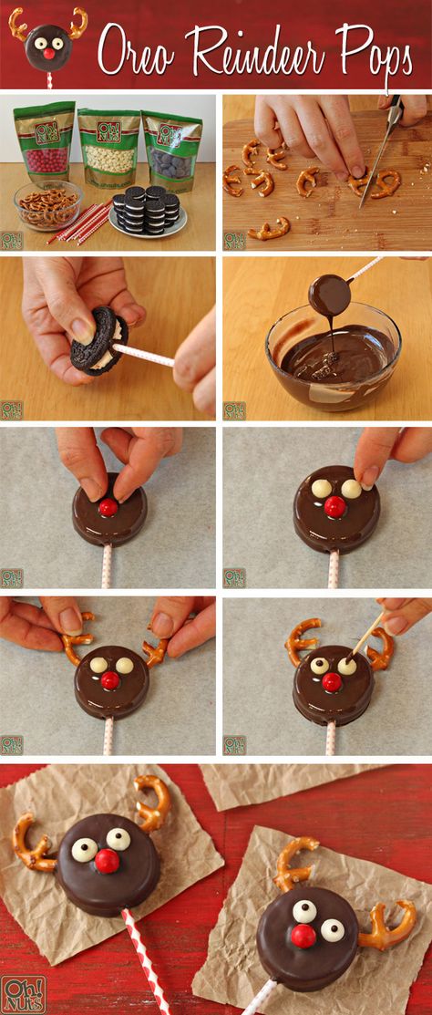 How to Make Oreo Reindeer Pops Oreo Reindeer, Reindeer Pops, Oreo Cookie Pops, Xmas Treats, Oreo Pops, Cookie Pops, Oreo Cookie, Xmas Food, Holiday Cookie