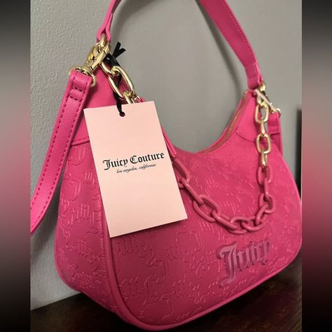 Juicy Couture Bags | Juicy Couture Can’t Take Her Hobo Bag In Pink Flash | Color: Pink | Size: Os Juicy Couture Purse Pink, Luxury Bags Collection, Juicy Couture Purse, Hobo Tote Bag, Juicy Couture Handbags, Y2k Era, Trashy Y2k, Long Acrylic, Pink Girly Things