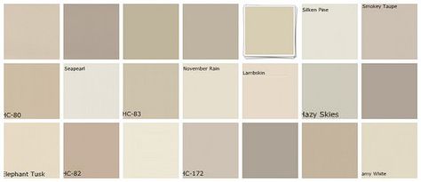 "greige" paint color swatches (grey + beige) Grant Beige, Best Neutral Paint Colors, Greige Paint, Revere Pewter, Neutral Paint Colors, Regal Design, Neutral Paint, Interior Painting, Interior Paint Colors