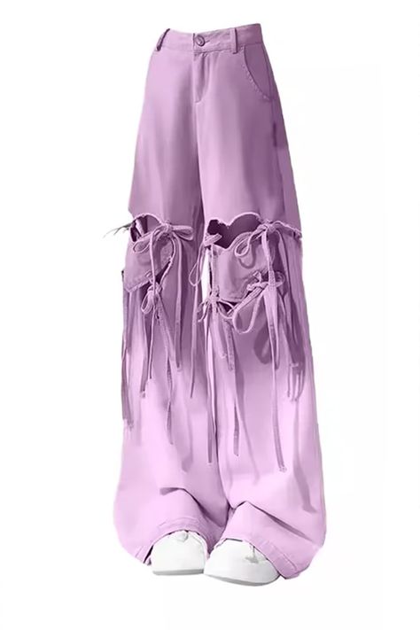 Purple Knee-Heart Gradient Pants, lavender gradient jeans, cute pants, aesthetic baggy jeans Pastel Baggy Clothes, Cute Pants Aesthetic, Aesthetic Baggy Jeans, Lavender Gradient, Pants Aesthetic, Indie Aesthetic Outfits, Baggy Jeans Outfit, Outfit Pieces, Heart Clothes