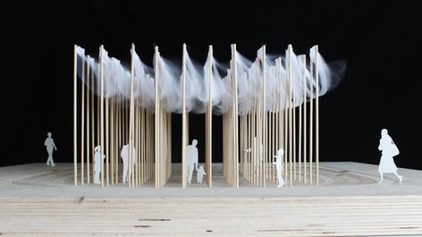 Cloud of Wind - Dioinno Architecture PLLC Wind Architecture, Wind Installation, Fabric Shading, Installation Architecture, Bamboo Construction, Sacred Architecture, Bamboo Leaves, Concept Architecture, Fabric Shades