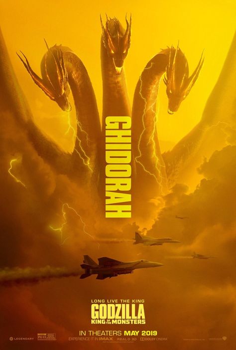 Official Ghidorah King of the Monsters Poster Godzilla Movie, Godzilla King Of The Monsters, Monster Verse, Godzilla 2, Godzilla 2014, Godzilla Wallpaper, All Godzilla Monsters, Giant Monsters, Kaiju Monsters