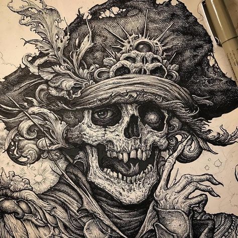 INK on Instagram: “Incredible! Artist:@ncwintersart” Micron Pen Art, Interesting Drawings, Black Metal Art, Pencil Sketch Images, Occult Art, Art Manga, Art Tools Drawing, Dark Art Drawings, Skull Drawing