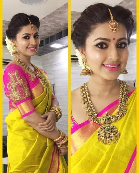 Sneha Prasanna, South Indian Bridal Jewellery, Uppada Sarees, Sarees Wedding, Yellow Saree, Saree Design, Indian Woman, Silk Saree Blouse, Bridal Jewellery Indian