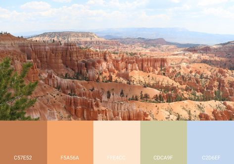 Canyon Color Palette, Desert Color Palette, Sunset Point, Desert Colors, Southwest Desert, Bryce Canyon National Park, Bryce Canyon, Paint Palette, Yellowstone National