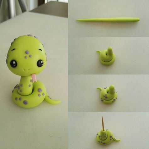 Polymer Clay Kunst, Crea Fimo, Fondant Animals, Cake Topper Tutorial, Cute Snake, Tanah Liat, Polymer Clay Diy, Polymer Clay Animals, Fondant Figures