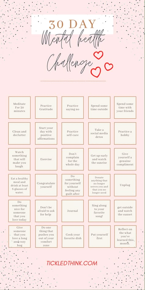 Mental Health Challenge, How To Believe, Mental Health Activities, 30 Day Challenges, Work Aesthetic, Health Activities, Mental Health Awareness Month, Mental Health And Wellbeing, Health Journal