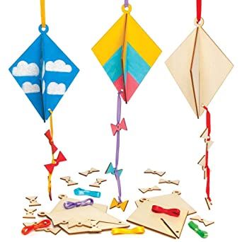 Kite Decoration, Kites Craft, Kids Arts And Crafts, Homeschool Crafts, Bird House Kits, Wooden Decoration, Snowman Christmas Ornaments, Craft Kits For Kids, Crafts For Girls