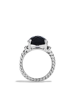 David Yurman Wheaton Ring with Black Onyx and Diamonds - Silver Diamonds Jewelry, Salt And Pepper Diamond, Sea Glass Jewelry, Diamond Drop Earrings, David Yurman, Wedding Stuff, Black Onyx, Sea Glass, Black Silver