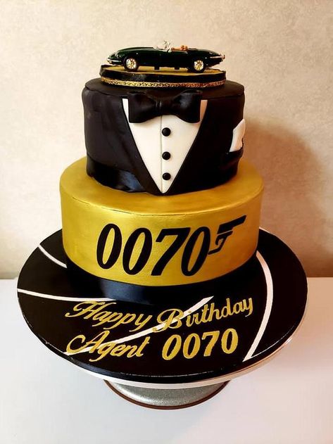 James Bond Cake, James Bond Theme Party, 007 Party, James Bond Party, James Bond Theme, Spy Party, Adult Birthday Cakes, 50th Birthday Cake, Birthday Cake Ideas