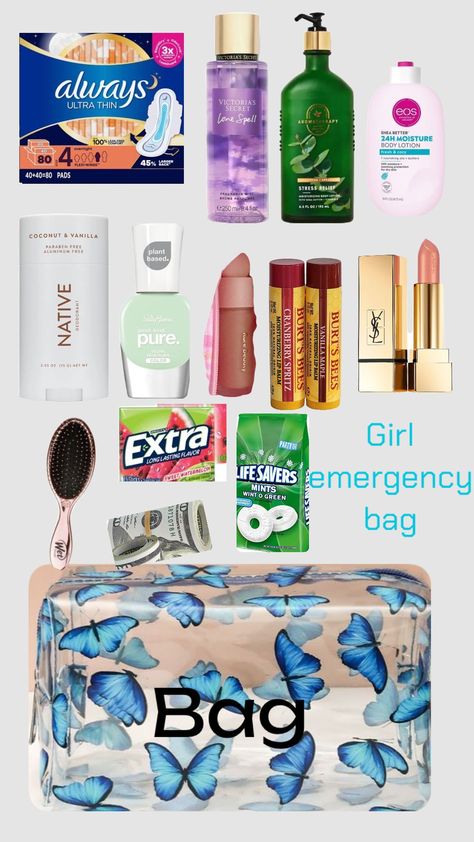 Girls Emergency Bag, Middle School Essentials, Emergency Bag, Sweet Watermelon, Moisturizing Lip Balm, Free Plants, School Essentials, Useful Life Hacks, Lip Moisturizer