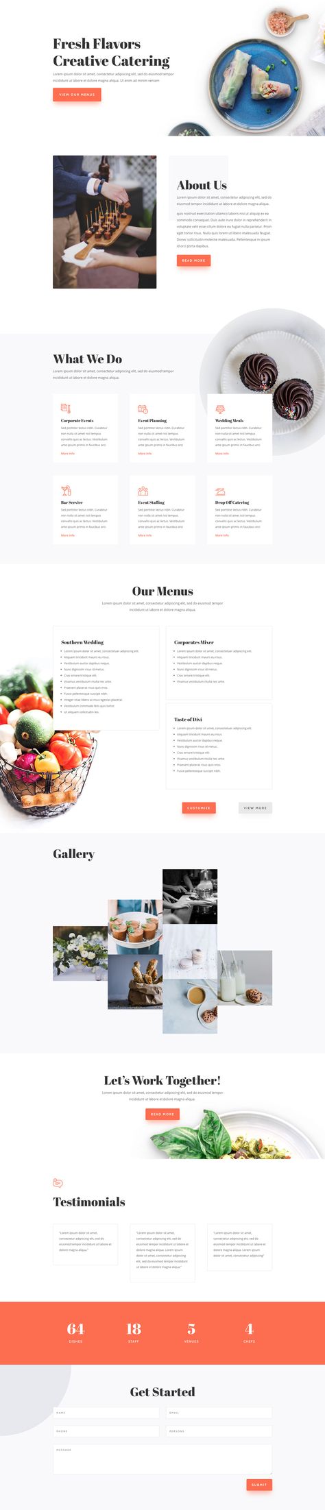 Catering Website, Creative Website Design Inspiration, Website Layout Template, Food Website Design, Small Business Web Design, Small Business Website Design, Food Catering, Creative Website Design, Business Website Design