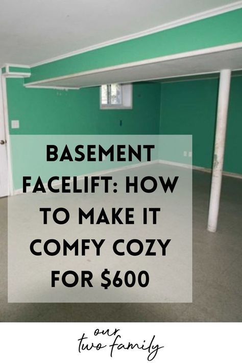 basement facelift: how to make it comfy cozy for $600 | real estate | two family house | home renovation project Two Family House, Rec Room Basement, Basement Remodeling Before And After, Rehab House, Cement Bathroom, Basement Painting, Painting Cement, Basement Office, Cozy Family Rooms