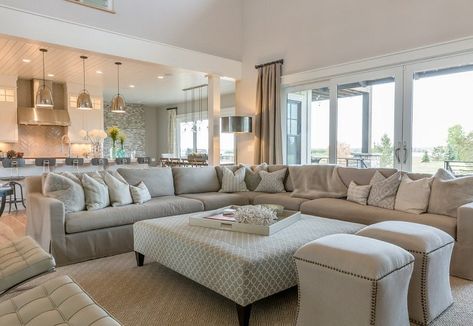 Neutral Living Room Furniture, Comfortable Sectional Sofa, Family Friendly Living Room, Furnitur Ruang Keluarga, Comfortable Sectional, Living Room Furniture Layout, Sala Grande, Comfy Living Room, Living Room Furniture Arrangement