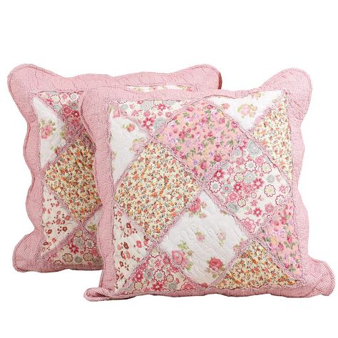 Quilted Cushion, Laura Ashley Fabric, Boho Throw Pillow, Fabric Patchwork, Country Floral, Boho Throws, Floral Patches, Boho Throw Pillows, Pink Quilts