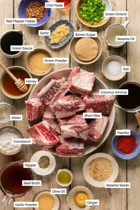 Asian-Inspired Sweet and Savory Instant Pot Beef Short Ribs - Oh Snap Macros Short Ribs Recipe Asian, Crockpot Pressure Cooker Recipes, Asian Beef Short Rib Recipes, Teriyaki Short Ribs, Thai Short Ribs, Sticky Short Ribs Instant Pot, Short Rib Instant Pot, Beef Plate Short Ribs, Meat Meals Ideas