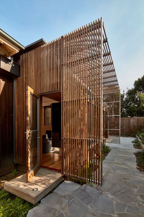 Timber Battens, Wood Facade, Timber Screens, Screen House, Wood Screens, Wooden Screen, Melbourne House, Timber Cladding, Patio Roof