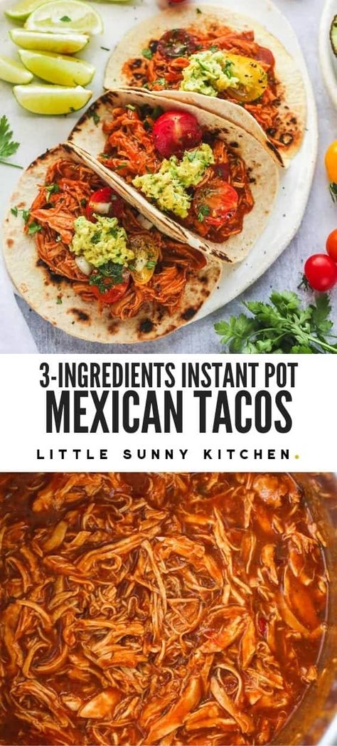 Instant Pot Shredded Chicken, Instant Pot Mexican, Minute Chicken, Mexican Shredded Chicken, Shredded Chicken Tacos, Mexican Chicken Recipes, Chicken Taco Recipes, Shredded Chicken Recipes, Mexican Tacos