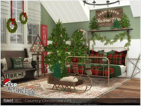 Sims4 Christmas, Sims Christmas, Sims 4 Christmas Cc, Sims 4 Bedroom Cc, Sims4 Cc Mods, Sims Interior, Dollhouse Furniture Sets, Christmas Sofa, Royal Bedroom