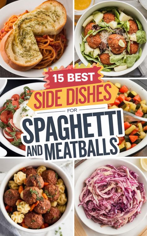 🍝🍴 Discover the perfect pairings for your spaghetti and meatballs! #dinnerideas #comfortfood What To Serve With Spaghetti, Korean Bbq Meatballs, Spicy Chicken Meatballs, Sriracha Meatballs, Italian Sausage Meatballs, Classic Italian Meatballs, Garlic Meatballs, Mushroom Meatballs, Lentil Meatballs