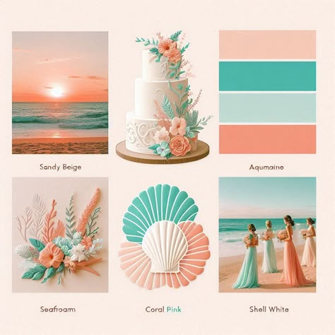 PALETA DE COLORES PARA BODA EN LA PLAYA Ocean Wedding Theme Color Palettes, Wedding Color Schemes Summer Beach, Bohemian Beach Wedding Ideas, Wedding Beach Color Schemes, Beach Theme Color Palette, Ocean Wedding Colors, Beach Wedding Colors Palette, Costal Bedding, Beach Wedding Colour Scheme