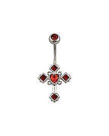 Red Belly Button Piercing, Red Gothic, Pride Jewellery, Gold Angel Wings, Gothic Cross, Dangle Belly Rings, Gothic Crosses, Button Rings, Free Gems