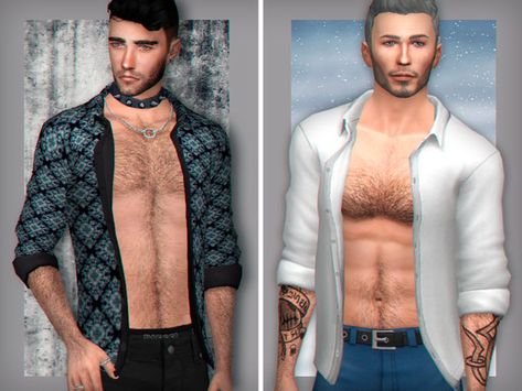 OOOLALA! HOT Opened Shirt for your hunky male Sims! Created BY: WistfulCastle! Check out more of this awesome artist's items by clicking the name! Sims 4 Male Open Shirt, Sims 4 Open Shirt, Maxis Match Male, Abs Shirt, Ts4 Clothes, Male Sims, Cc Clothes, Male Clothes, Male Clothing