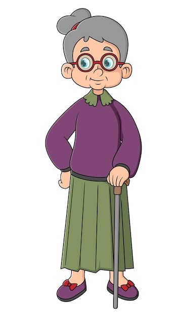 Old Woman Cartoon, Premium Vector Cartoon, Funny Old People, Vector Cartoon, Old Woman, Old People, Funny People, Character Concept, Cartoon Characters