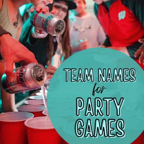 500+ Best Group Names for Party Games. Group games at parties are exceedingly popular. However, selecting an appropriate team name can be quite a task. This article showcases a diverse list of group names for party games. Drinking Team Names, Trivia Team Names Funny, Games At Parties, Beer Olympics Teams, Fun Team Names, Best Group Names, Beer Olympics Party, Funny Group Chat Names, Party Games Group