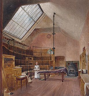 Operating theatre, painting from Royal London Hospital Archives Vintage Hospital Room, Old Hospital Room Aesthetic, Victorian Hospital, Vintage Surgery, Operation Room, Operating Theatre, London Hospital, The Sorcerer's Apprentice, Old Hospital