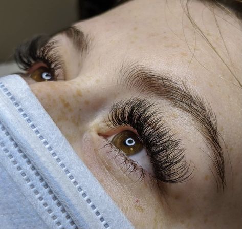 Full hybrid lash extensions, wispy lash extensions, fluffy lash extensions, brown eyes Doll Eye Hybrid Lashes, Wispy Hybrid, Hybrid Lashes, Lash Map, Lash Mapping, Lashes Fake Eyelashes, Map Ideas, Doll Eyes, Fake Eyelashes