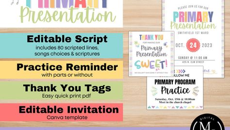 Primary Program Outline Freebie Be Like Jesus, Primary Program, Primary Songs, Now Is The Time, Thank You Tags, Editable Invitations, Thank You Notes, Im Trying, Programming